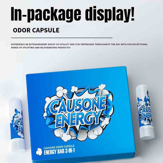 Blue product box paired with two individual nasal inhaler sticks for package layout showcase