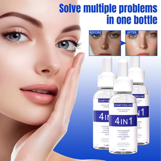 4 in 1 facial serum before and after effect for brightening uneven skin tone