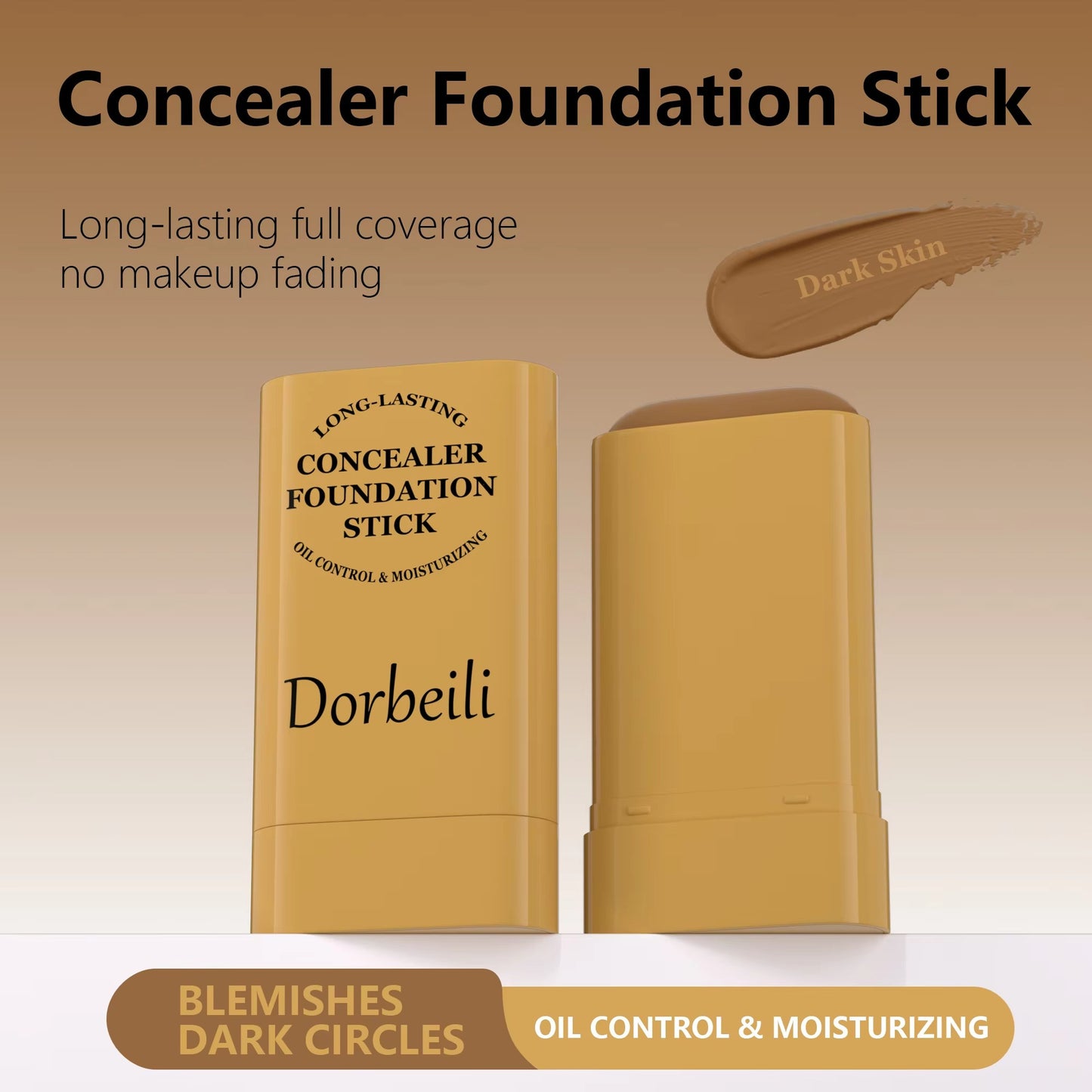 Dark skin tone longwear concealer stick covers blemishes