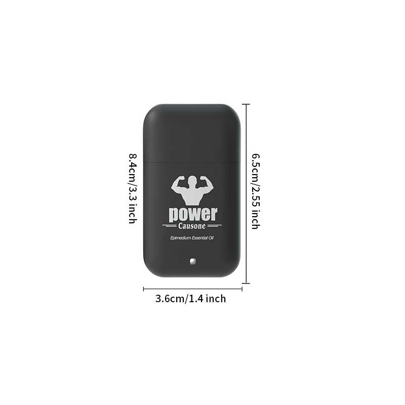 Outer storage case of the nasal stick marked with full length and width dimensions
