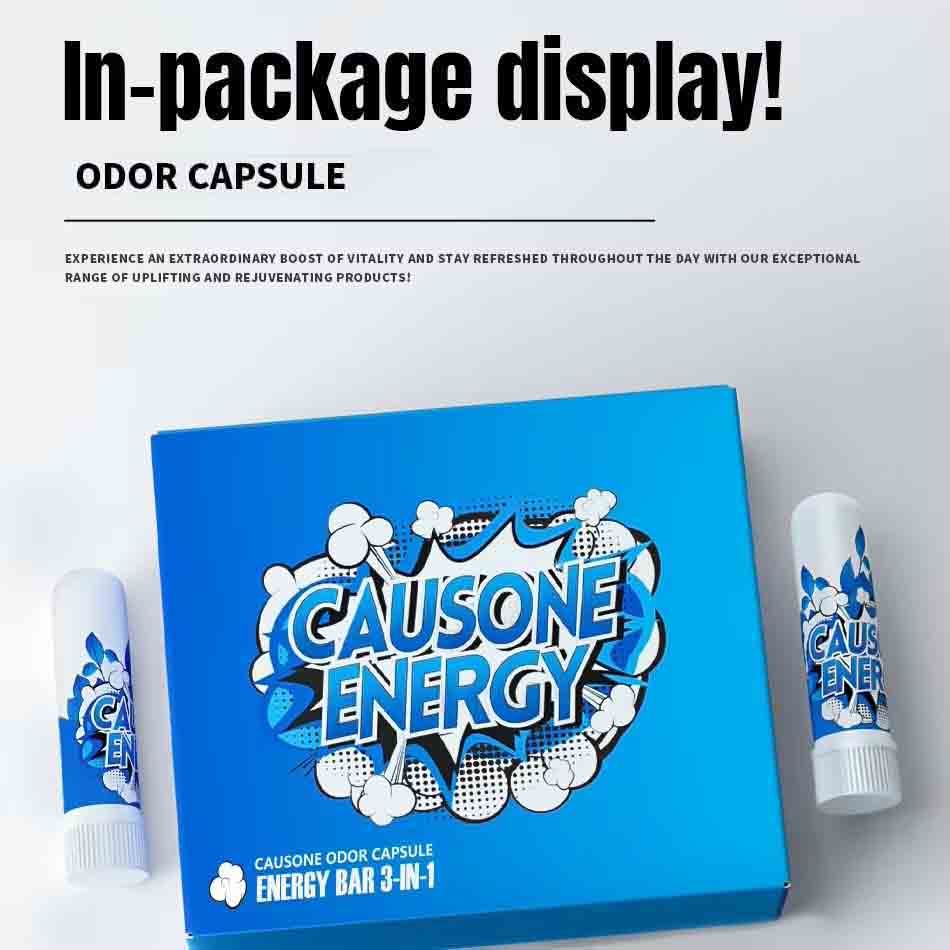 Blue product box paired with two individual nasal inhaler sticks for package layout showcase