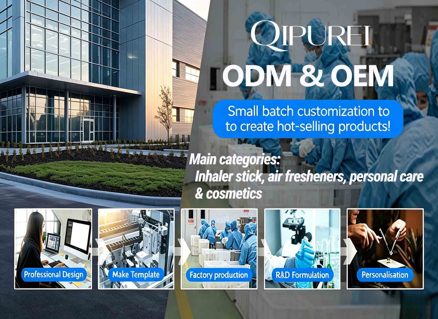 Explore complete OEM and ODM bulk customization solutions from QIPUREI personal care manufacturer