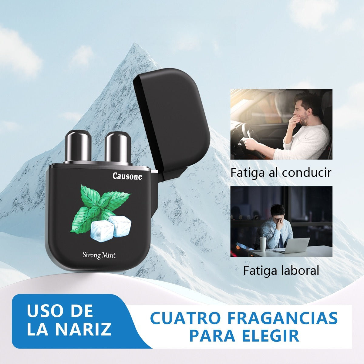 Dual nozzle inhaler solves sleepiness during driving and office working hours