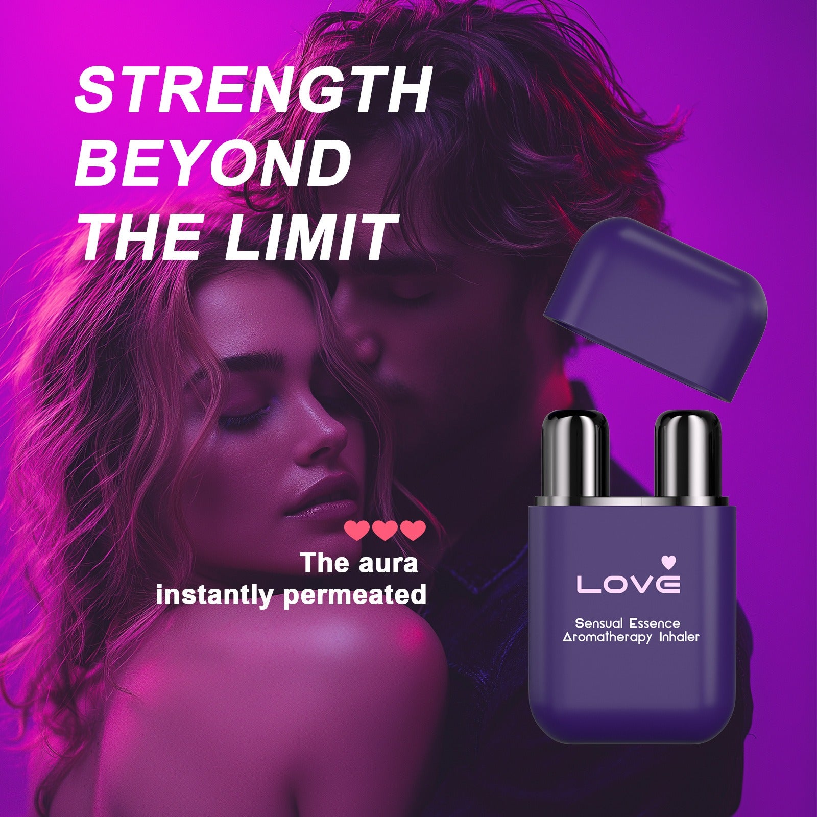Dual head nasal inhaler creating romantic vibe for couples