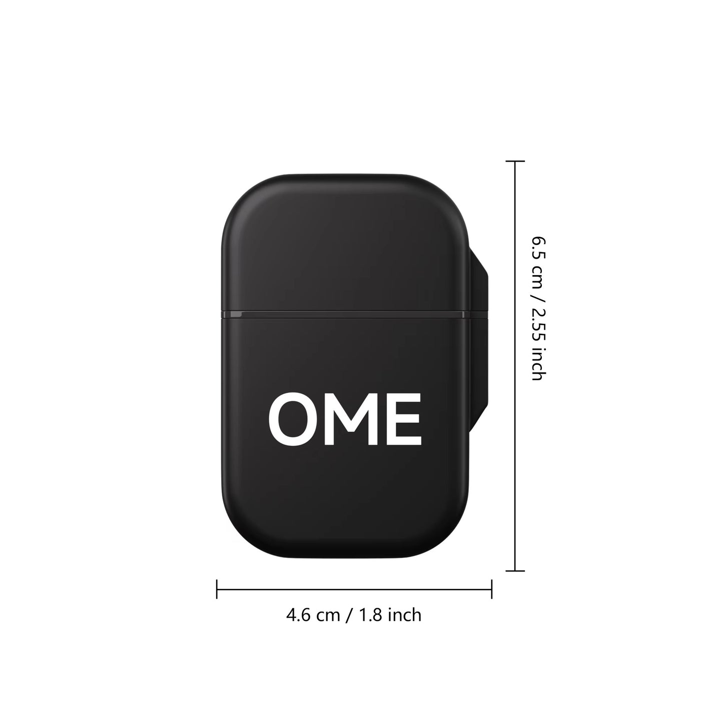 Compact portable nasal inhaler marked with accurate height and width size specifications on white background