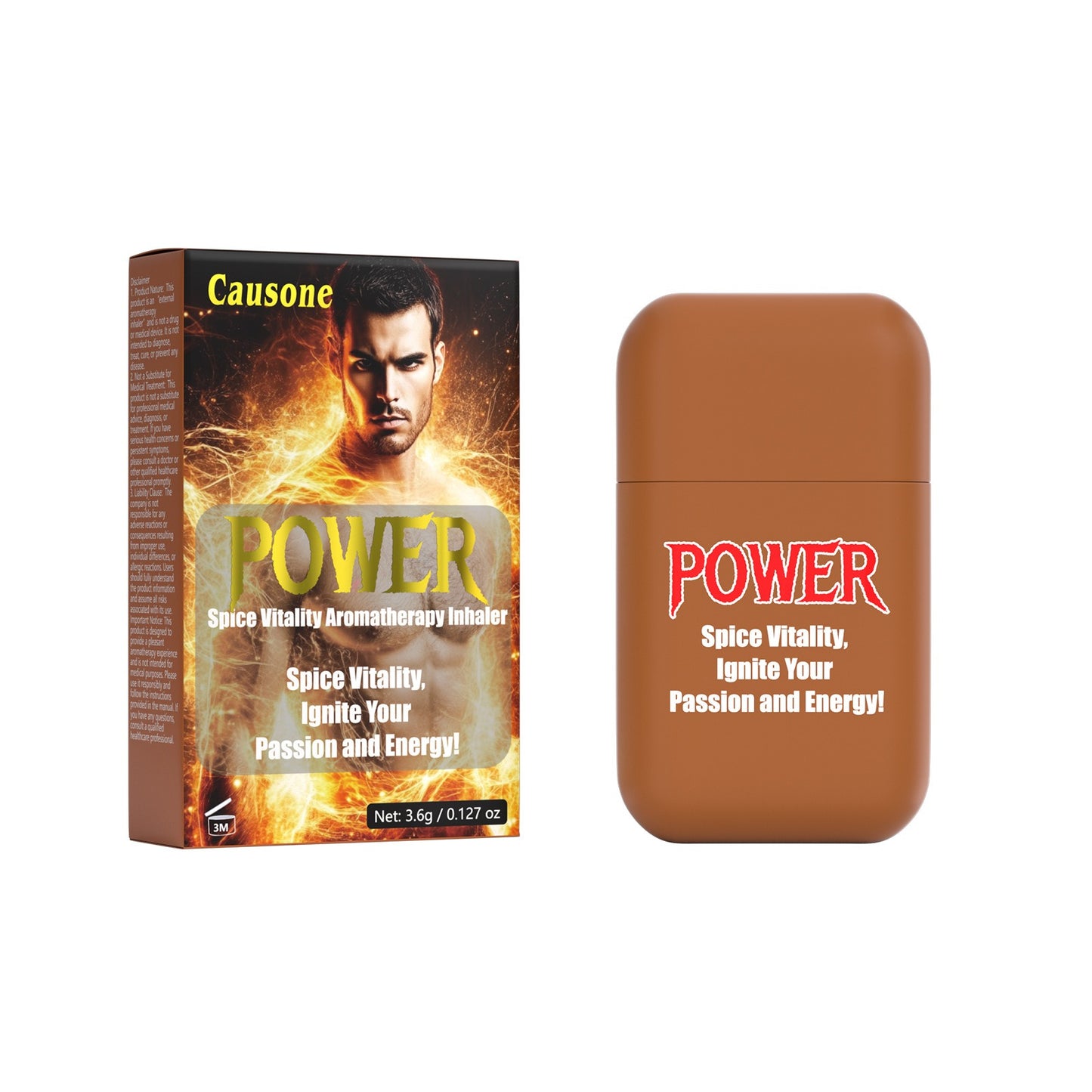 Spice vitality dual hole nasal inhaler and original packaging box isolated on plain white background