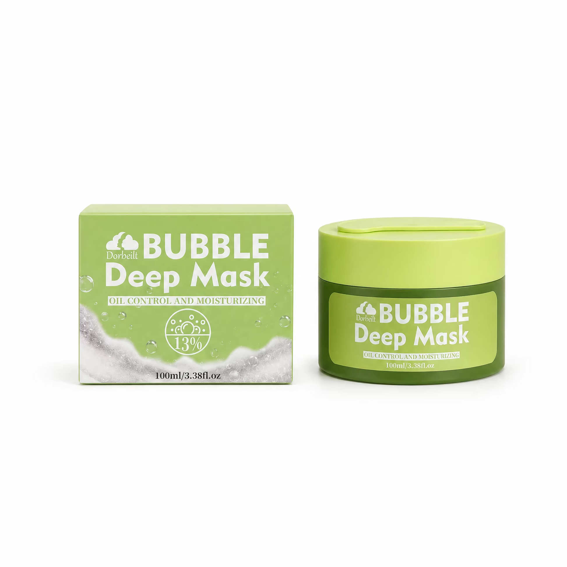 100ml bubble deep mask jar and box on white background
