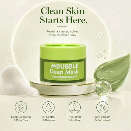 Bubble mask four skincare functional benefits infographic