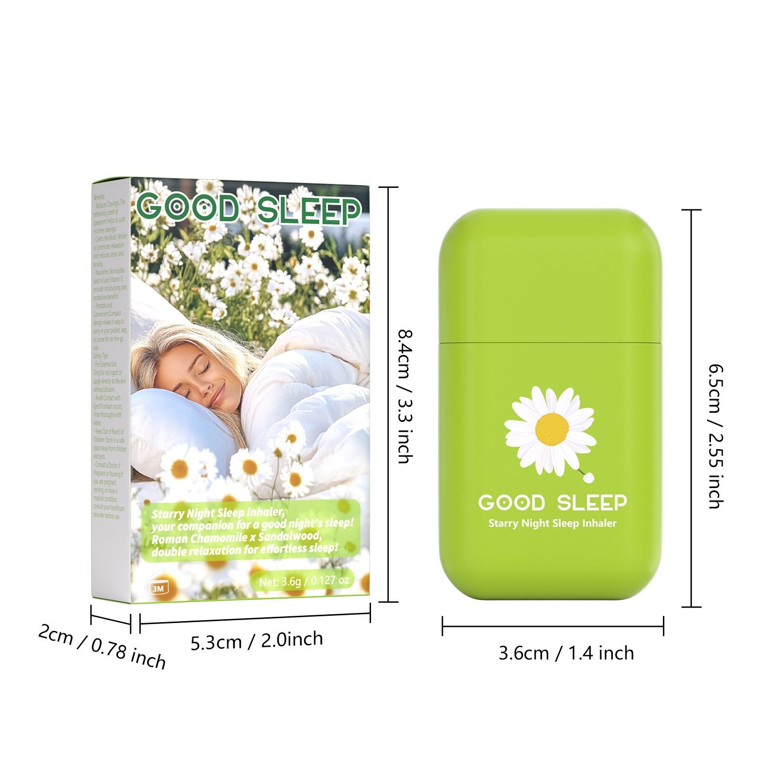 Full length and width dimension markings for product box and inhaler storage case