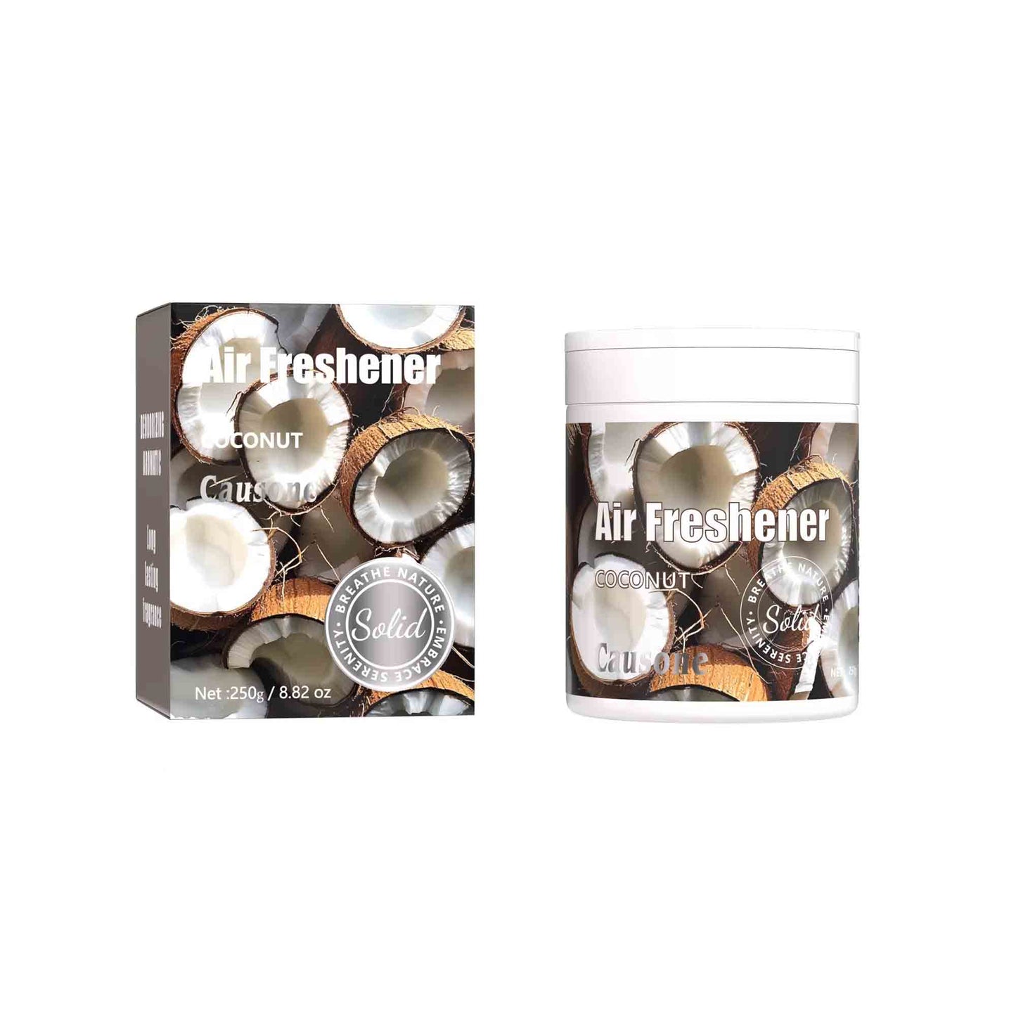 Natural coconut fragrance solid air freshener container and outer box