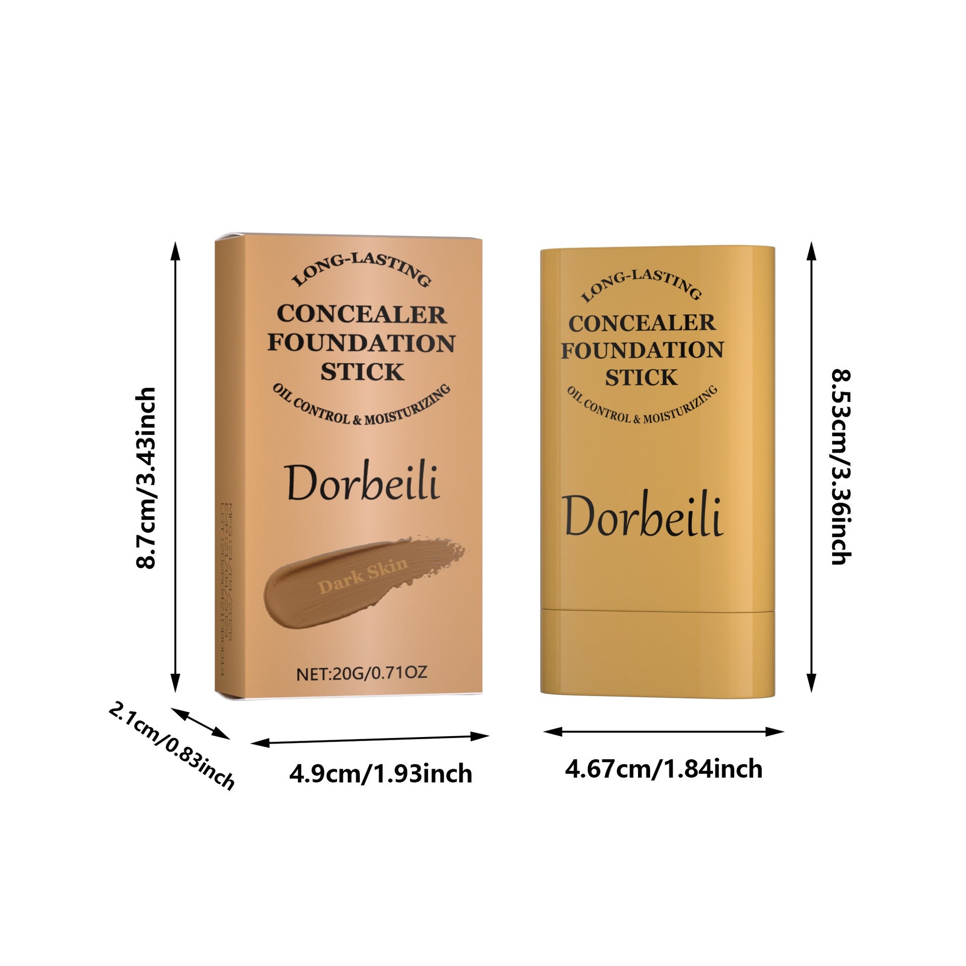 Concealer foundation stick product size dimension diagram