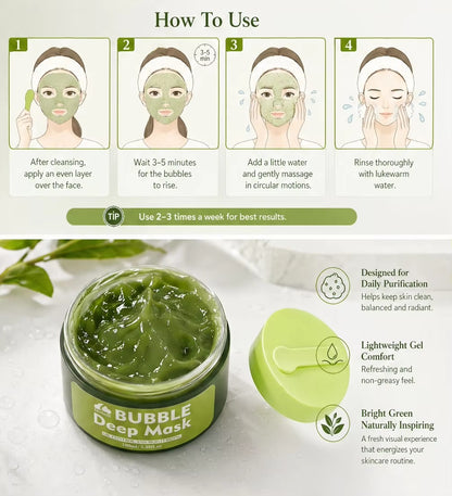 4 steps usage instruction for hydrating bubble mask