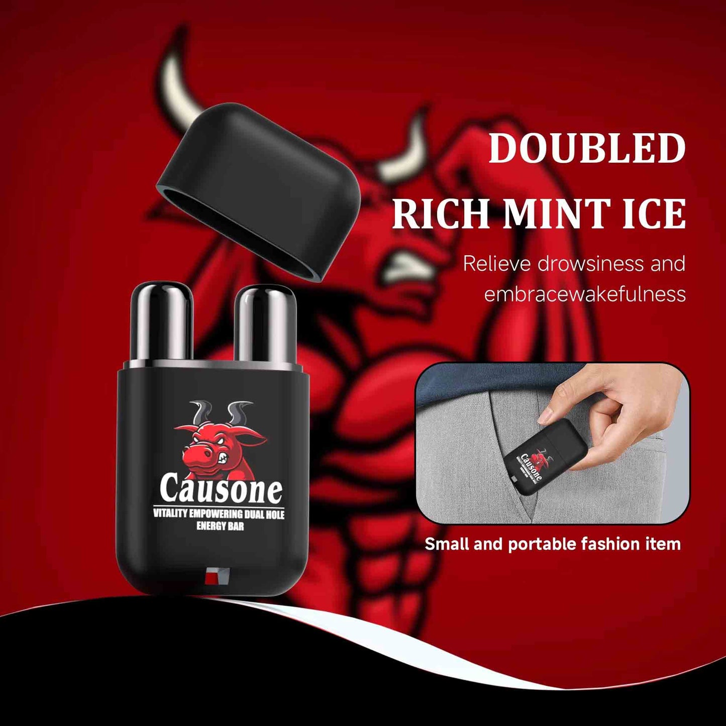 Dual hole mint inhaler with strong cooling effect and compact pocket portable design for anti drowsiness