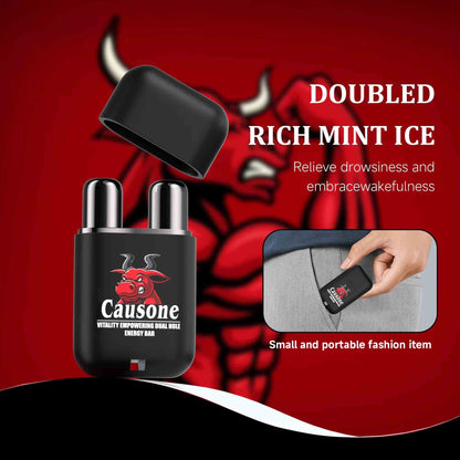 Dual hole mint inhaler with strong cooling effect and compact pocket portable design for anti drowsiness