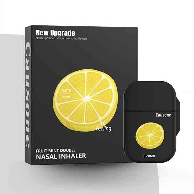 Lemon aroma dual nozzle nasal inhaler and matching package box