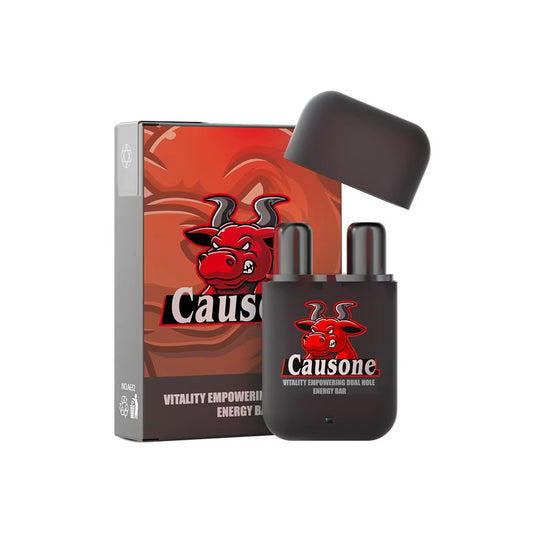 Dual nozzle portable aromatherapy inhaler stored in protective case next to outer product box