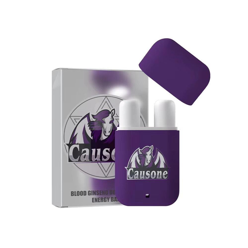 Purple aromatherapy inhaler with dual nozzles paired with original outer packaging box