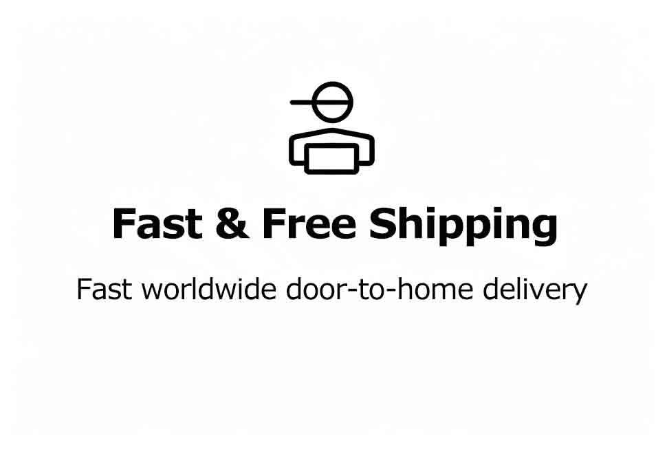 Delivery courier line icon stating fast free worldwide door-to-home shipping service guarantee.