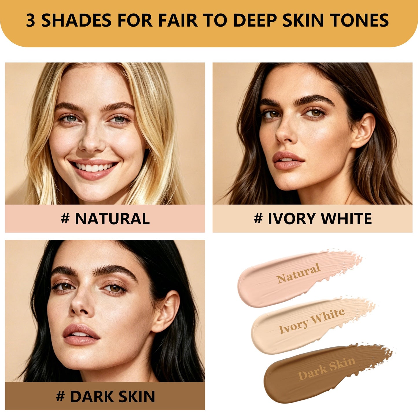 Foundation stick swatches matching fair medium deep skin tones