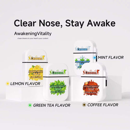 Lemon mint green tea coffee scented portable nasal inhaler sticks plain white display