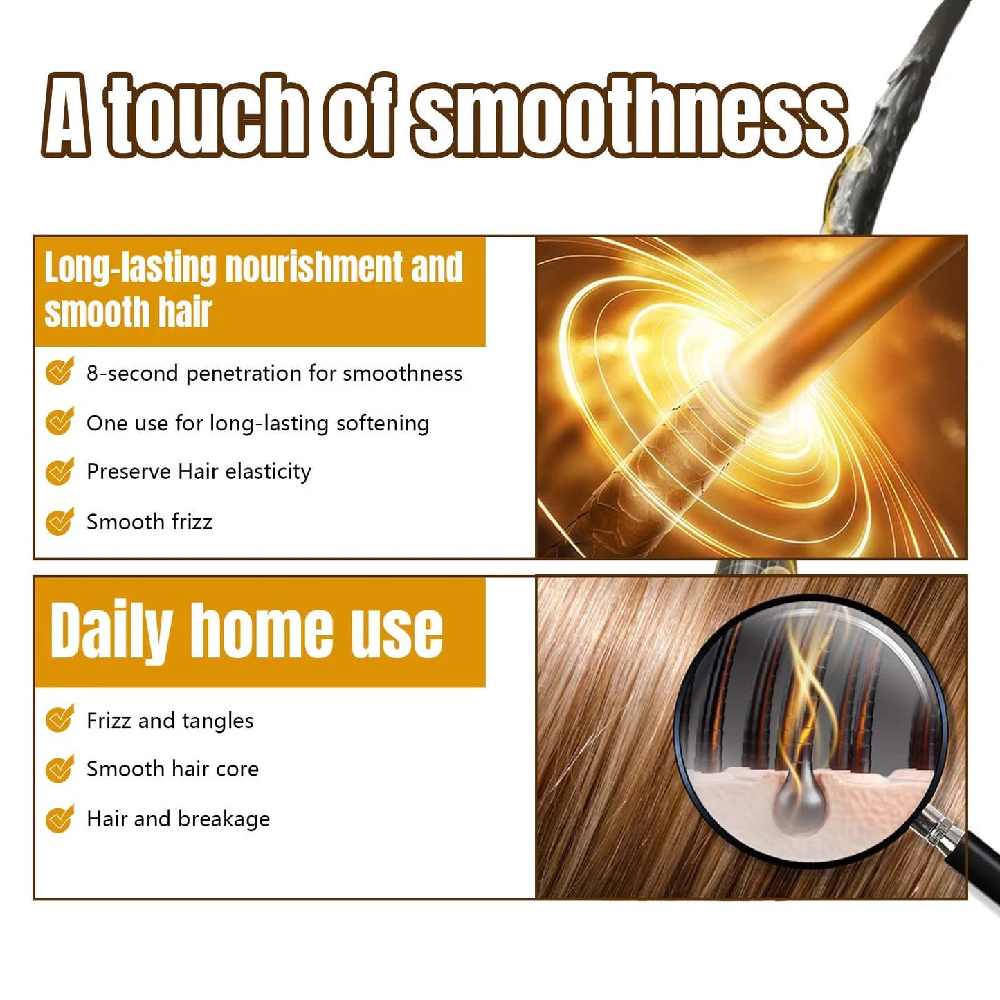 Hair mask nourish hair cuticle graphic, long lasting softening for dry tangled hair