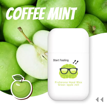 Green apple mint aromatherapy nasal inhaler set among whole and cut green apples