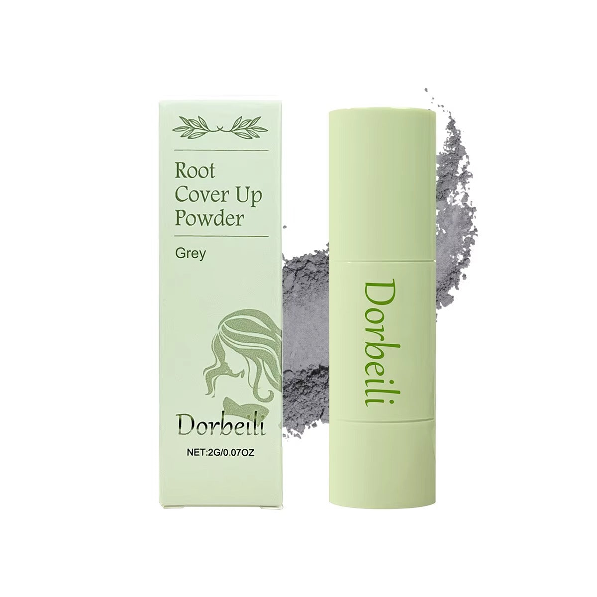 Grey shade root concealer powder complete package white background shot