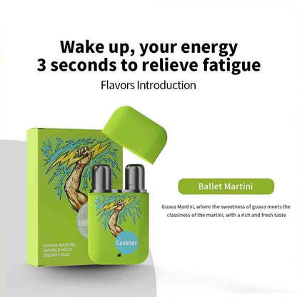 Green dual nozzle inhaler set introducing guava martini flavor