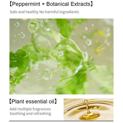 Raw material shot showing peppermint botanical extracts and natural plant essential oil for inhaler