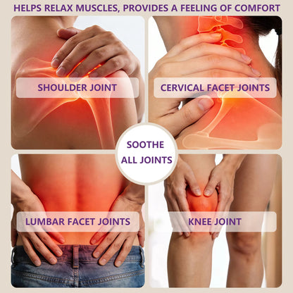 Infographic showing joint care cream works for shoulder, neck, lumbar and knee joints