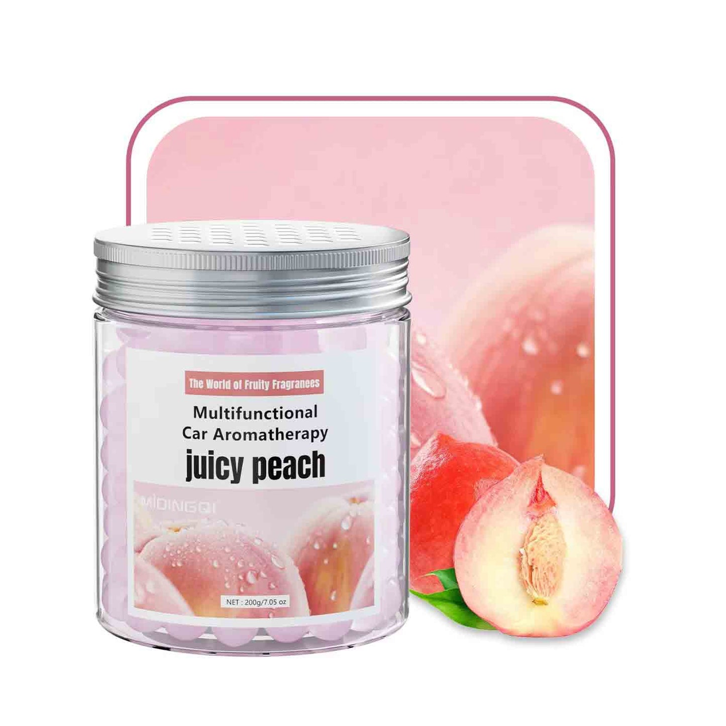 Juicy peach fruit crystal beads aromatherapy air freshener can