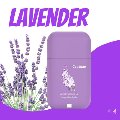 Sleep-support nasal inhaler placed amid natural fresh lavender blooms
