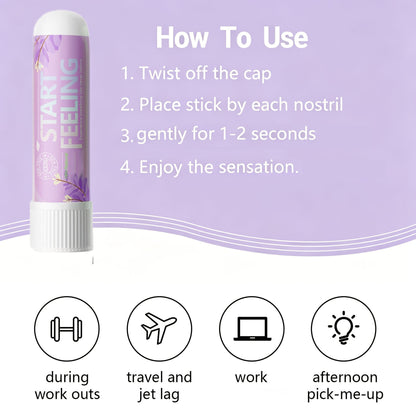 Four simple steps to open and use the calming lavender nasal inhaler