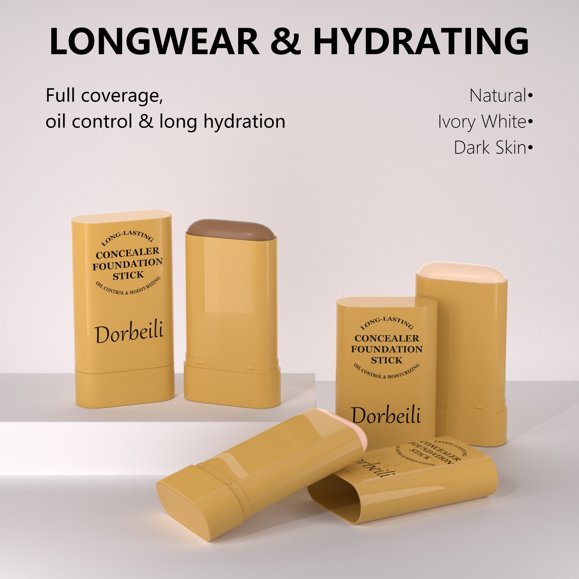 Hydrating full coverage concealer stick all color options display
