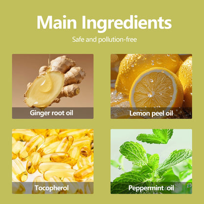 Four key natural ingredients of the roll-on massage essential oil listed clearly