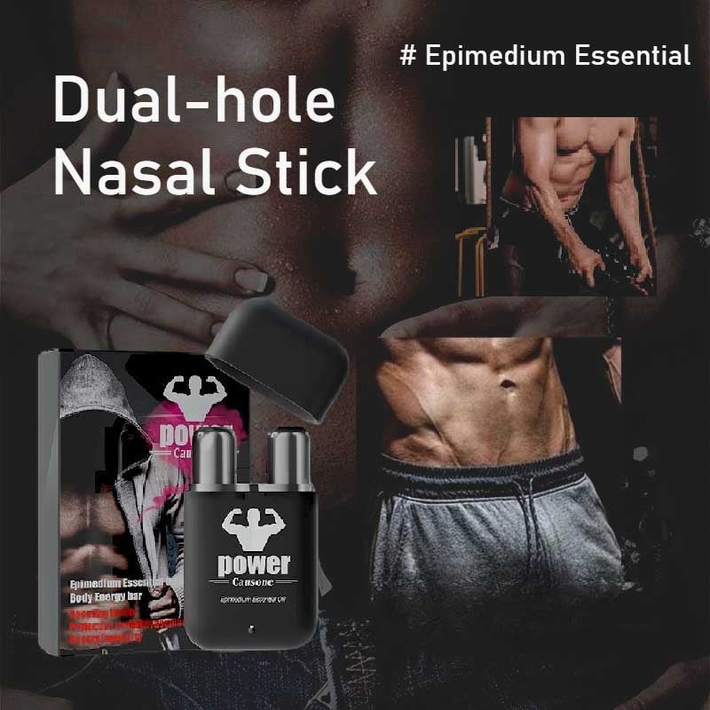 Dual-hole nasal stick formulated with epimedium plant essential oil for men