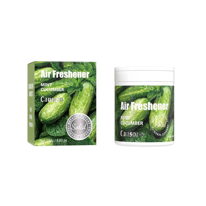 Mint cucumber fresh scent solid gel air freshener jar and retail box