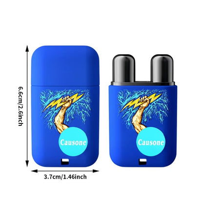 Mint margarita inhaler device and outer carton marked with full length width and height dimension labels