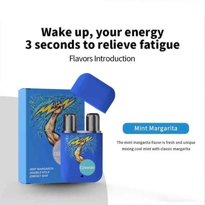Blue dual nozzle inhaler set introducing mint margarita flavor