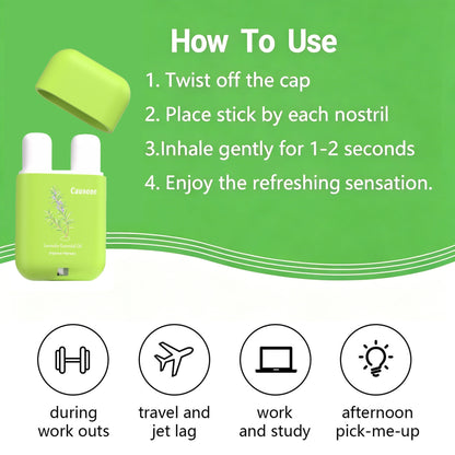 Four simple steps to open, position and inhale from the dual-head nasal stick