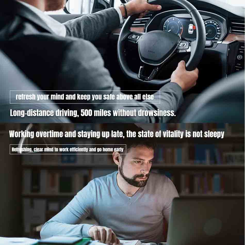 Scene collage showing the inhaler keeps drivers and overtime workers alert and free of sleepiness