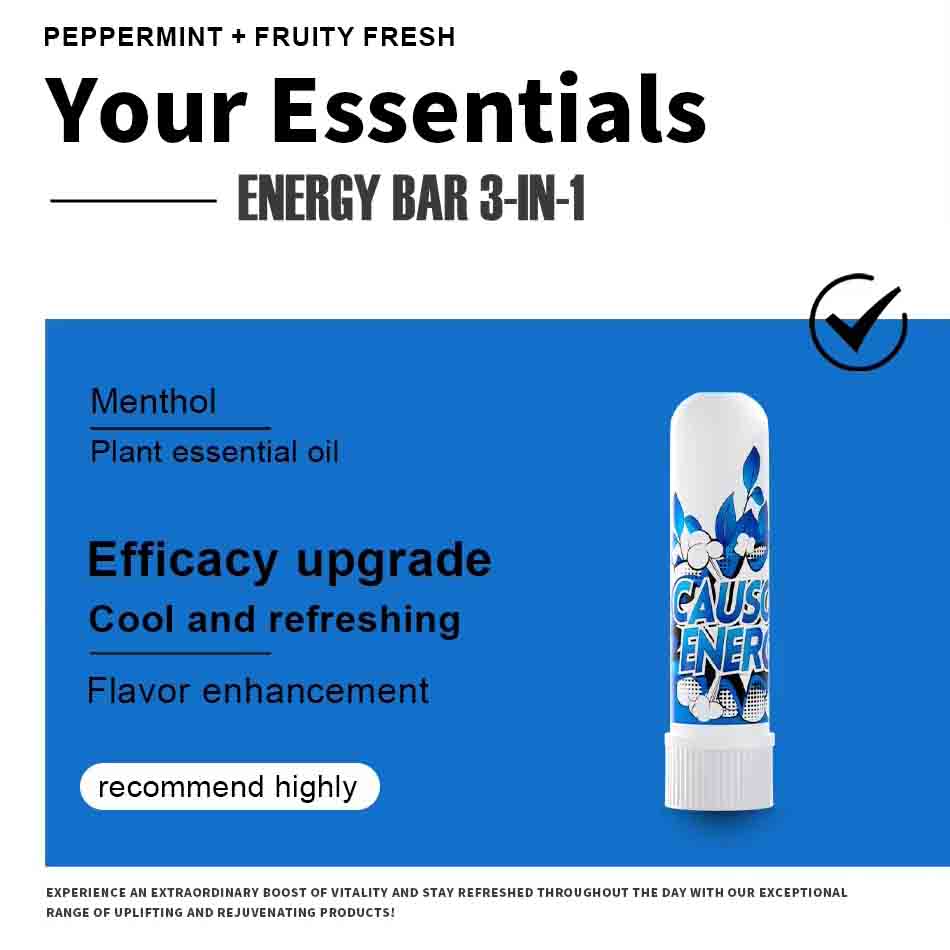 Product feature poster highlighting menthol plant essential oil cool refreshing and upgraded effects