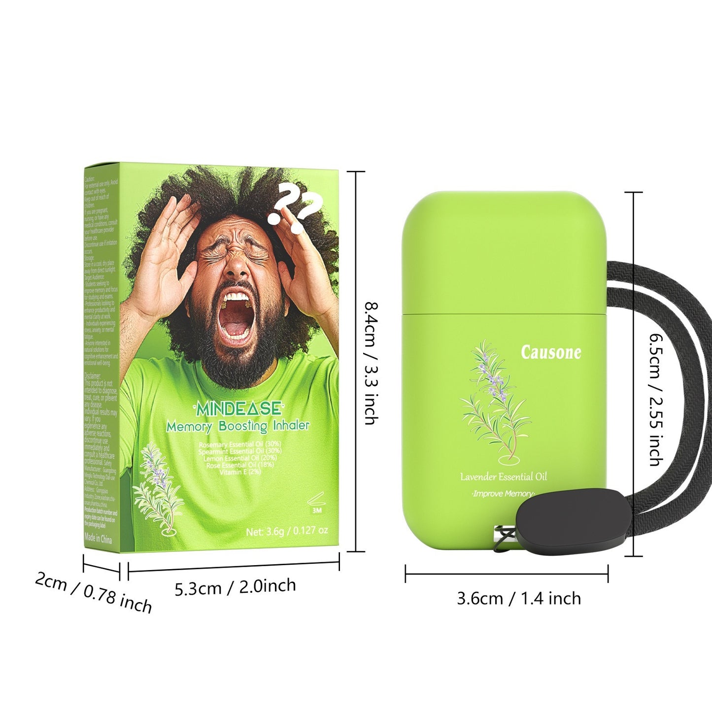 Complete length and width dimension markings for inhaler case and outer package
