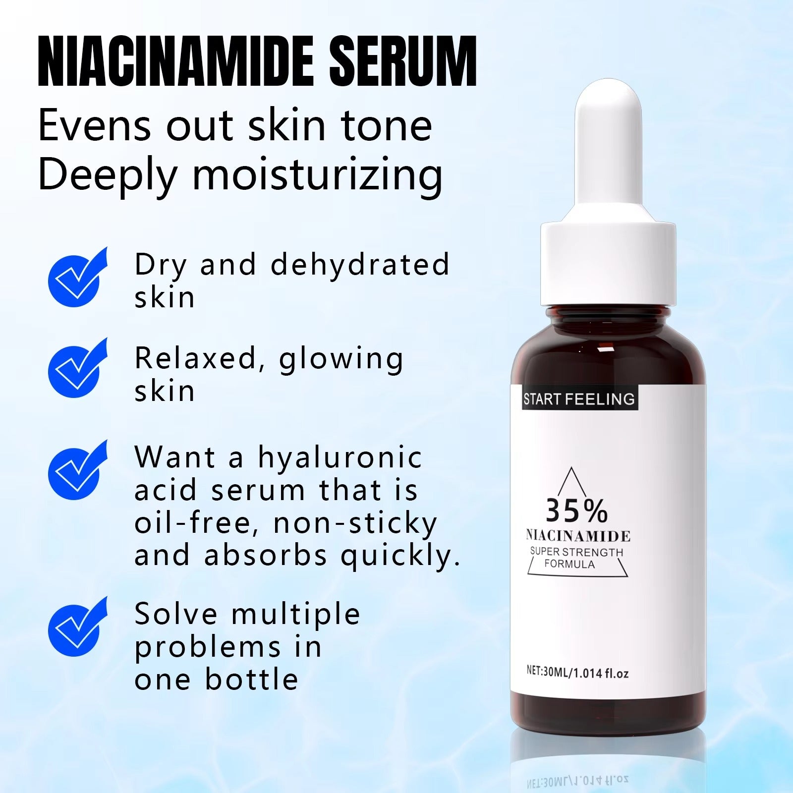 35% niacinamide serum evens skin tone, hydrates dry dull skin oil-free formula