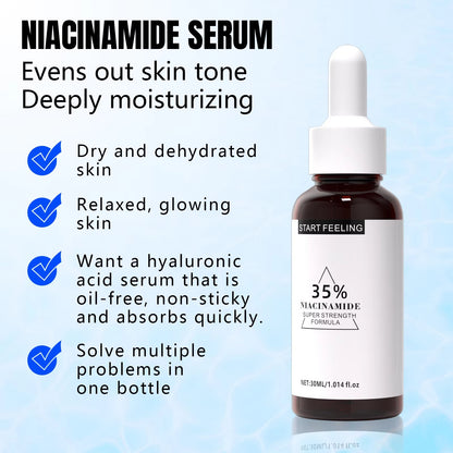 35% niacinamide serum evens skin tone, hydrates dry dull skin oil-free formula