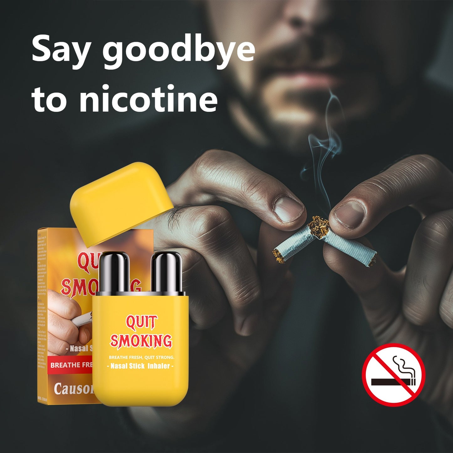 Dual nozzle inhaler helps users cut off cigarette addiction and give up nicotine