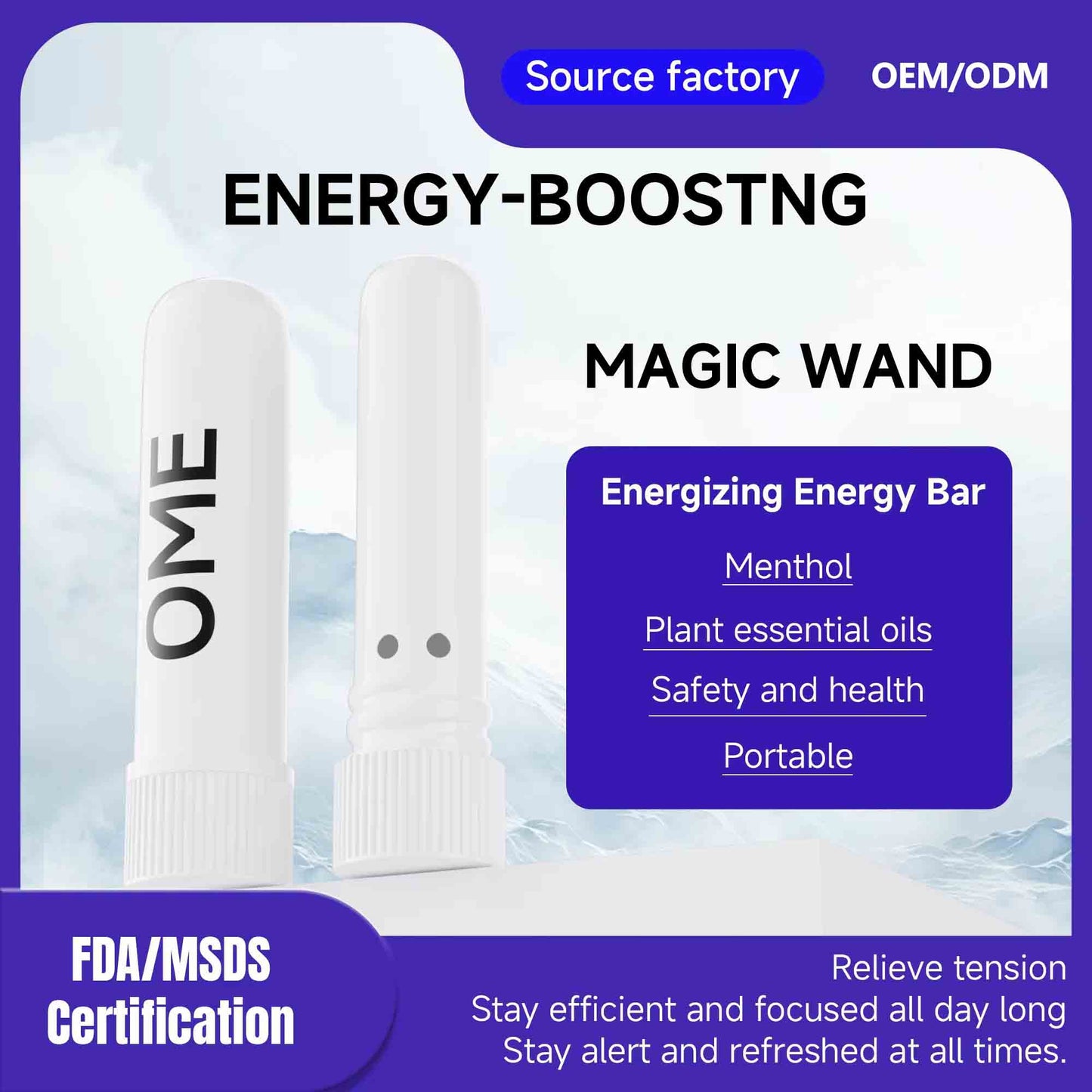 Portable energizing nasal inhaler made with menthol and natural plant essential oils for instant alertness