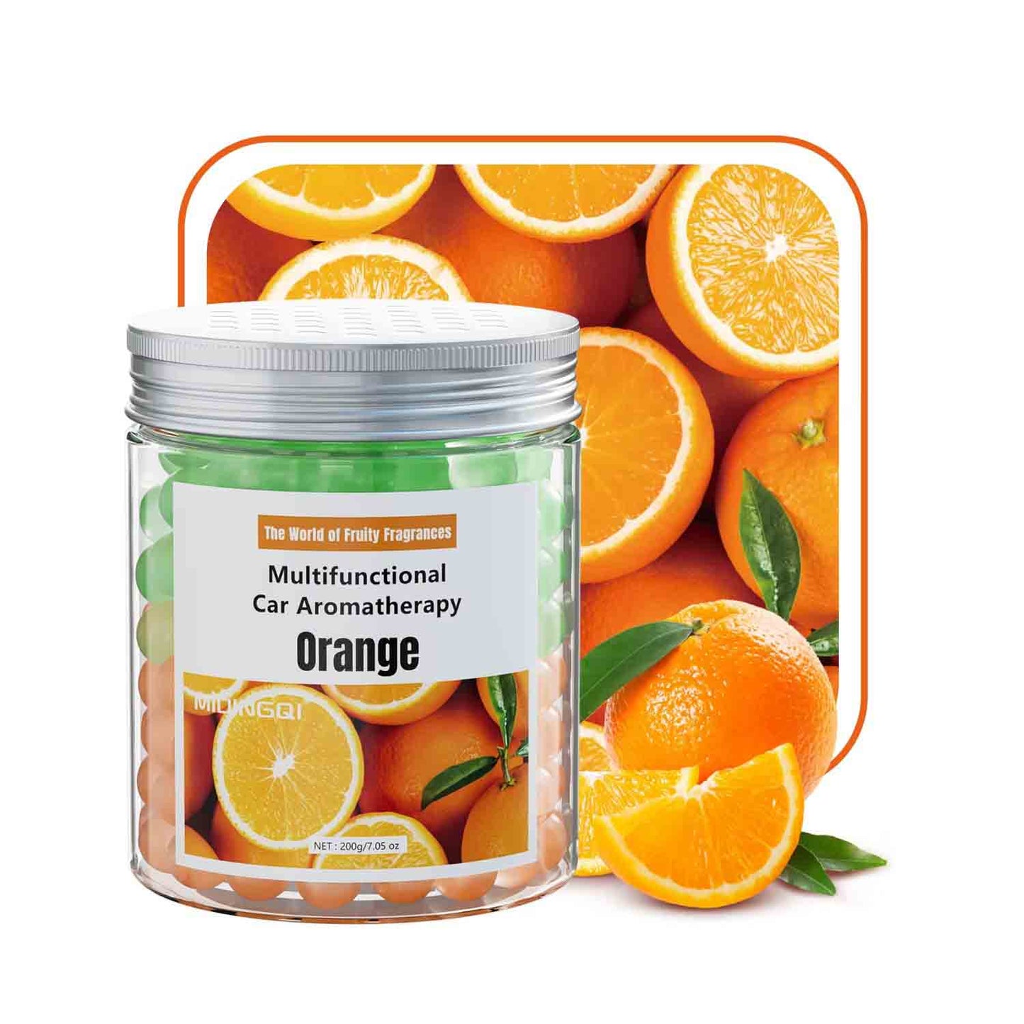 Orange fruity crystal beads car aromatherapy air freshener jar