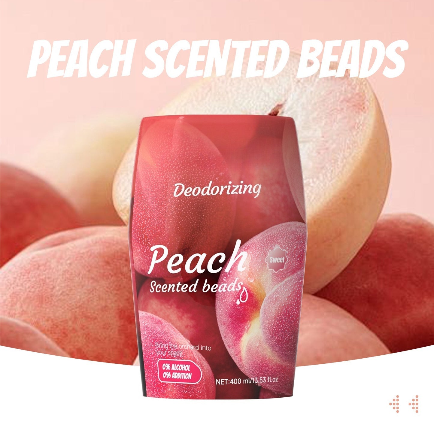 Peach fruit scented beads deodorizing solid air freshener container