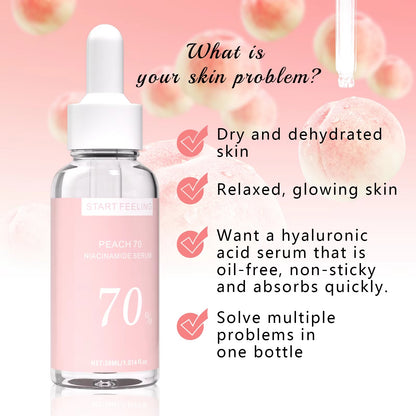 Peach niacinamide facial serum, multi-effect hydrating essence solves dry dull skin issues